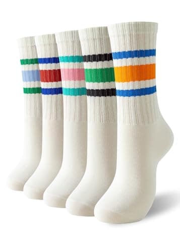 Sofvoyami Women's Slouch Socks-Cotton Blend Scrunch Crew Socks, Retro 80s Style Thigh High Boot Socks for Casual Wear (Orange Grey Pink Red Blue)