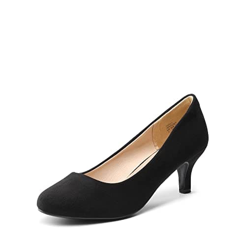 DREAM PAIRS Women's Dress Comfortable Low Heel Pump Shoes,Size 5.5,Black/Suede,LUVLY