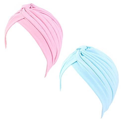 beauty YFJH Women's Cotton Turban Head Wrap Cancer Chemo Beanies Cap Headwear Cap Bonnet Hair Loss Hat Pink Light Blue