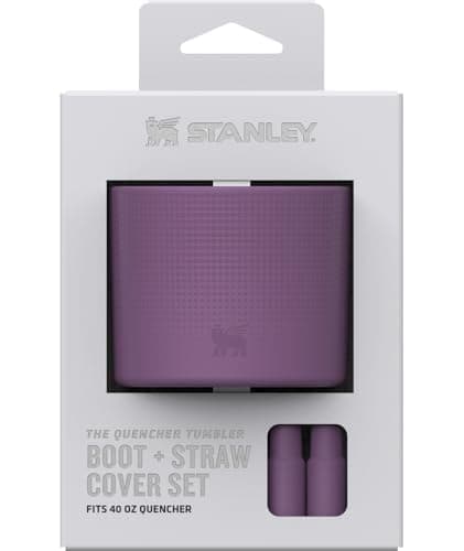STANLEY Quencher Boot and Straw Cover Cap | Anti-Slip Silicone Protector for 40 oz Tumbler with Handle | Accessory Set for Stainless Steel Drinking Cup | BPA-Free | Dark Lilac