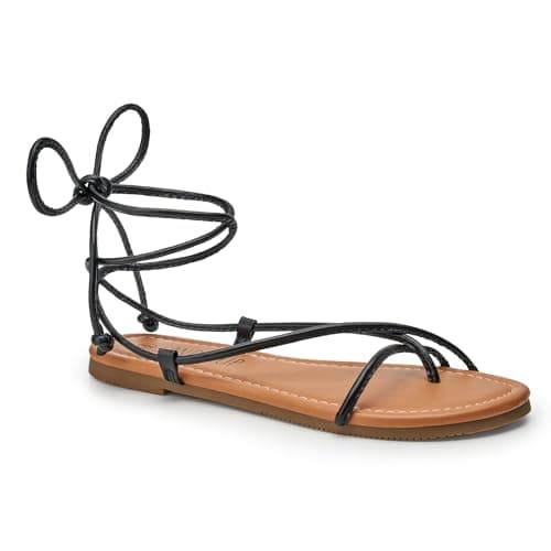SANDALUP Sandals Women Lace Up Strappy Flat Sandals Open Toe Ankle Wrap Gladiator Summer Casual Dressy Beach Vacation Tie Up Roman Sandals Comfortable Lightweight Walking Mermaid Flip Flops Shoes