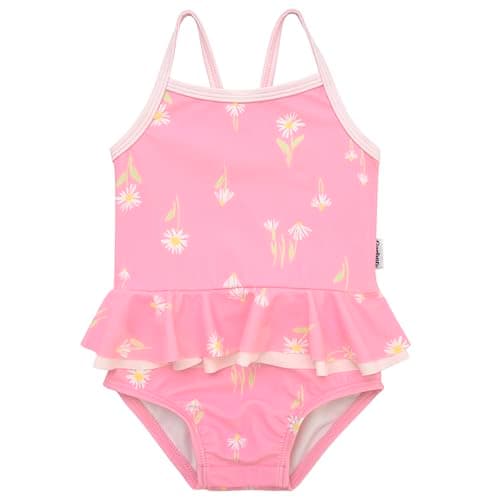 Gerber Baby Girls One-Piece Swimsuit, Pink Daises, 0-3 Months