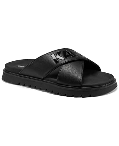 KARL LAGERFELD Paris Men's Chandler Criss Cross Sandal, Black, 10