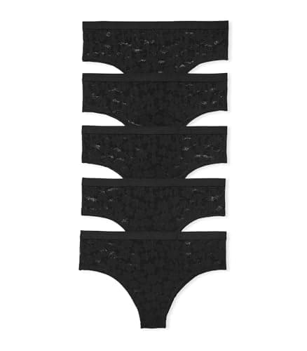 Victoria's Secret PINK Women's Lace Cheeky Underwear, Black Lace Dasiy, XXL