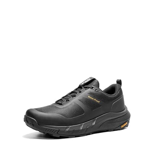 NORTIV 8 Men's Waterproof Hiking Shoes Lightweight Trekking Walking Fashion Sneakers with Arch Support for Camping Tennis Outdoor Training StreamRunner,Size 8.5,Black,NMUMHI2505