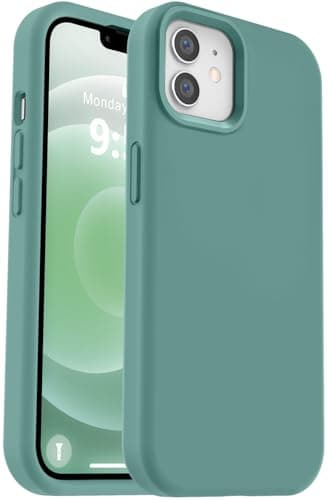 Vooii Compatible with iPhone 12 Case/iPhone 12 Pro Case, Liquid Silicone Upgrade [Soft Anti-Scratch Microfiber Lining] [Shockproof Drop Protection] Phone Case 6.1 inch - Pine Green
