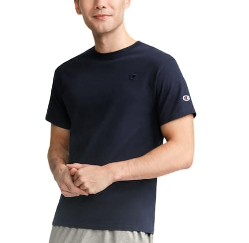 Champion Men's Classic Short Sleeve T-Shirt, Standard Fit, Midweight 100% Cotton, Available in Regular and Big & Tall, Deep Navy, 4X-Large