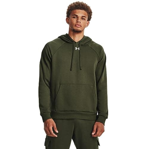 Under Armour Men's Rival Fleece Hoodie , (390) Marine OD Green / / White, Medium Tall