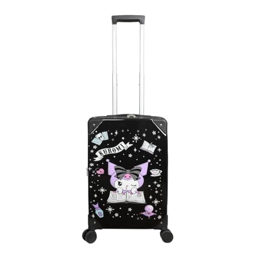 Bioworld Kuromi Black and Purple 20" Carry-On Suitcase With Wheels And Retractable Handle