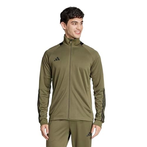 adidas Men's Sereno Cut 3-Stripes Slim Track Sportswear Jacket, Olive Strata/Black, X-Small