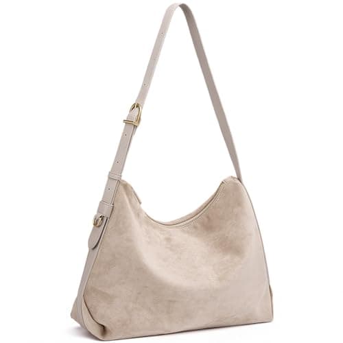SYTRAH Hobo Bags for Women Slouchy Shoulder Soft Suede Purse Grey