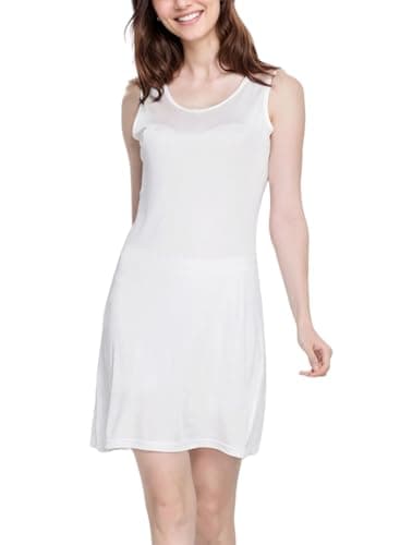 MOROUTLINE Silk Tank Nightgowns Women Pure Silk Sleepwear Sleeveless Night Shirt Soft Sleep Shirt Pajamas Dress White Large