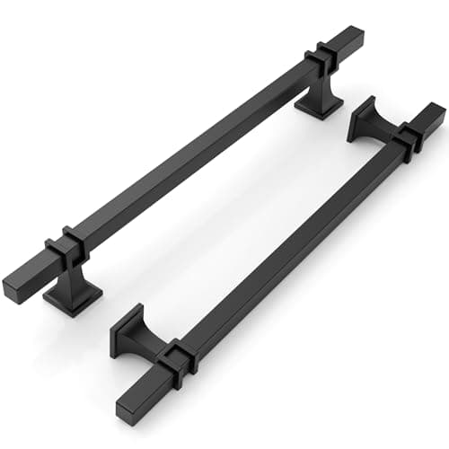 9BUILD 10 Pack 7.5 Inch Cabinet Pulls Matte Black Handles Hardware for Kitchen Cabinets and Drawers - T Bar Pulls
