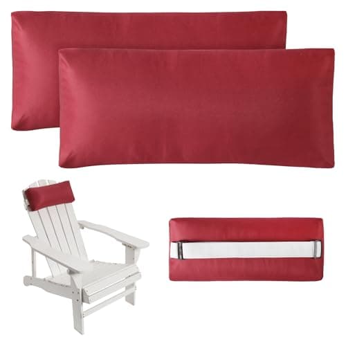 Rasugarlary Headrest Pillow for Patio Chaise Lounge Chair, Outdoor Chaise Pillows with Adjustable Elastic Stripe Head Resting Pillows for Recliner Office Chair, Dark Red 2 Pack