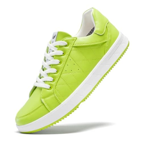 U.Ofeiy Men's Fashion Sneakers Slip On Shoes Leather Low Top Lightweight Comfort Lace Up Walking Shoes for Male Green 9