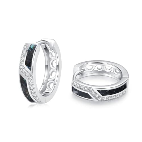 XIXLES Sterling Silver Hypoallergenic CZ Huggie Hoop Hinged Earring