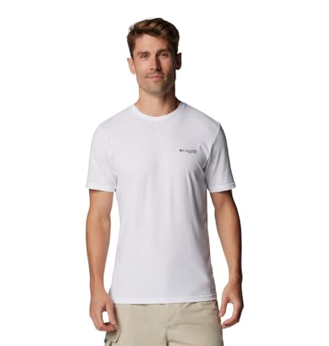 Columbia Men's PFG Tarpon Rise Tech Tee Short Sleeve, White Heather/Tarpon Rise, X-Small