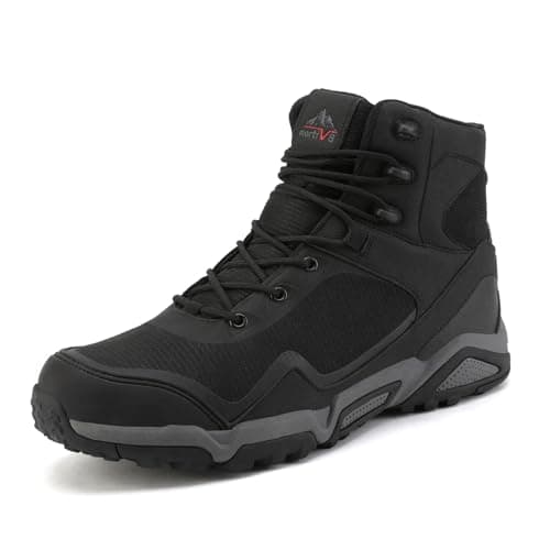 NORTIV 8 Men's Mid Waterproof Hiking Boots Outdoor Lightweight Trekking Mountaineering Camping Shoes,Size 8.5,All Black,JS19005M