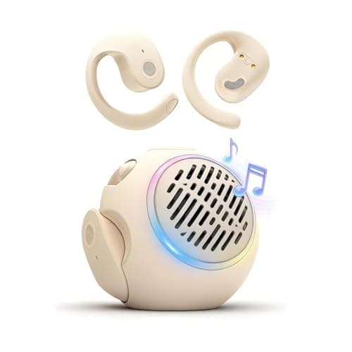 Open Ear Headphones Over the Ear Earbuds Wireless for Kids, Waterproof Small Mini Portable Bluetooth Speaker with Earbuds, OWS Hanging Earphones Air Bone Conduction Headphones 5.4 Bluetooth Headset