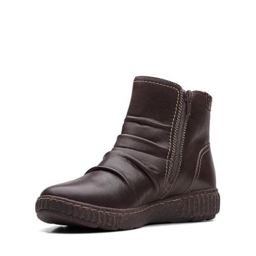 Clarks Collection Women's Caroline Orchid Ankle Boot, Dark Brown Leather, 9 Medium US