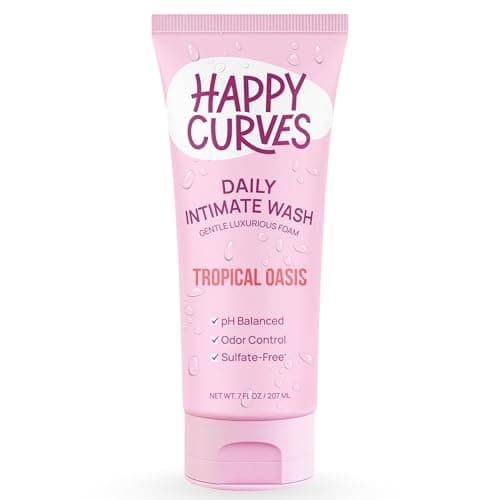 HAPPY CURVES Feminine Wash - pH Balanced Cleanser with Aloe & Vitamin E - Intimate Care for Women - Odor Control, Gentle Daily Vaginal Wash for Sensitive Skin (7 Fl Oz (Pack of 1), Tropical Oasis)