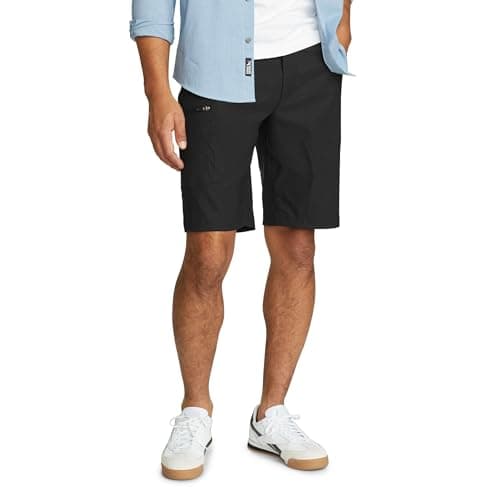 Eddie Bauer Men's Athletic Fit Fixed Waist Active Performance Rainier Shorts, Black Rainier, 36