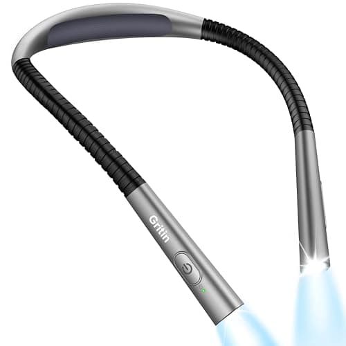 Gritin Book Light, Eye Caring 4-Color&5-Brightness Neck Light Reading Light