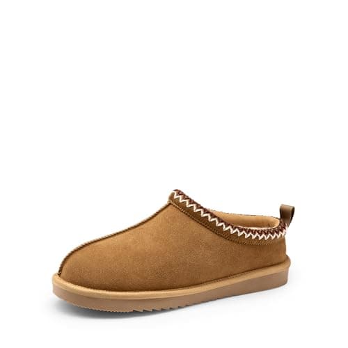 DREAM PAIRS Men's Fuzzy Cozy Slippers Genuine Suede Indoor Outdoor Home Comfy Winter Slip On Cute Warm Memory Foam Furry Shoes FuzzyEasy,Size 7,Chestnut,SDSL2412M