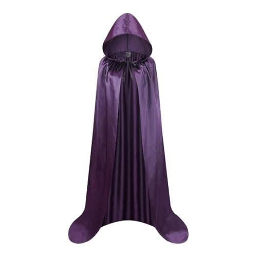 Unisex Full Length Hooded Cape Halloween Cloak/1PC Purple, 67"