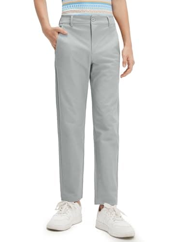 M MAELREG Boys Dress Pants with 4 Pockets Stretch Straight Fit Quick Dry School Uniform Outdoor Boys Golf Pants Rose Dust