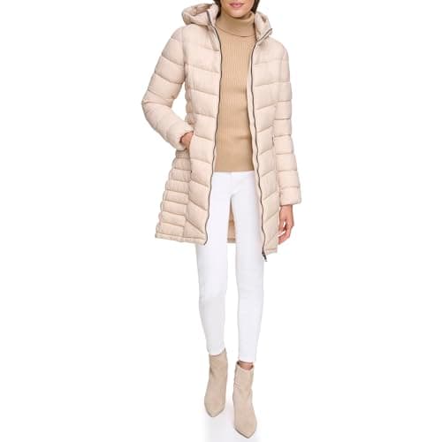 DKNY Women's Outerwear Puffer,Pebble,X-Small