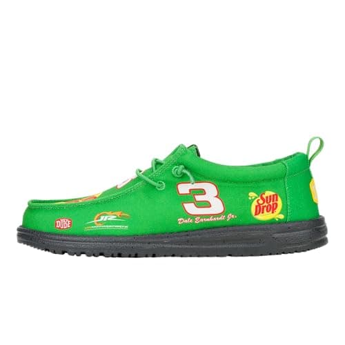 HEYDUDE Wally Nascar Dale Earnhardt Jr Green/Multi Size M13, Men’s Shoes, Men's Slip-on Loafers, Comfortable & Light-Weight