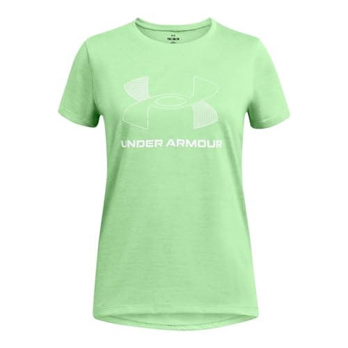 Under Armour Girls' Tech Big Logo Twist Short Sleeve T Shirt, (309) Aloe / / White, Large