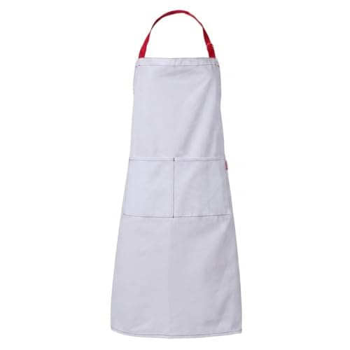 Zihuatailor White Apron for Women Cooking Baking, 100% Cotton - Red
