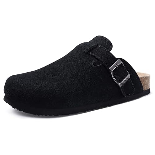 ODOLY Genuine Suede Clogs for Women Men Comfort Cork Footbed Potato Shoes
