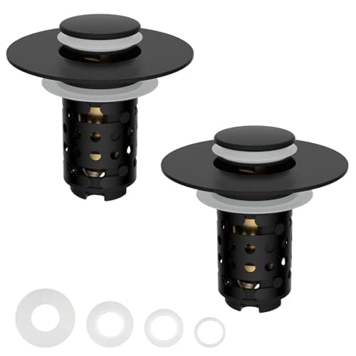 2PCS Universal Bathroom Sink Drain Strainer Hair Catcher, Matteblack