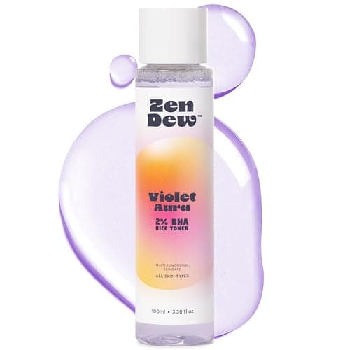Zen Dew Violet Aura - 2% BHA Exfoliating Toner with Salicylic Acid for Sensitive Skin. Gentle, Hydrating Formula. 2% Niacinamide, Rice Extract & Azulene. Glass Skin, Smoother Texture & Barrier Support