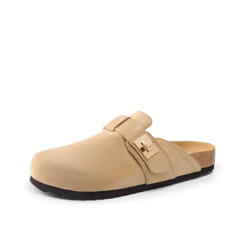 DREAM PAIRS Women's Clogs for Women Mules Cork Footbed Slip-On Shoes with Arch Support,Size 6,Apricot,SDML2406W