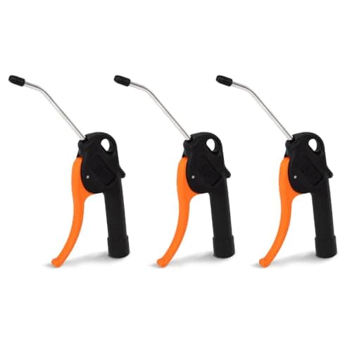 Air Blow Gun with Rubber Tip,3 PCS,1/4" BrassAir Inlet,Adapt to Car Clean,Iron Filings Cleaning