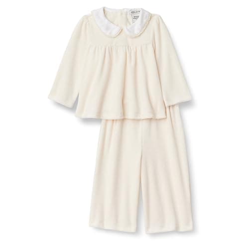 Amazon Essentials Baby Girls' Relaxed-Fit Corduroy Velour Set, Ivory, 12 Months