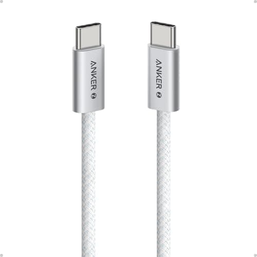 Anker Zolo USB C to USB C Cable, Braided and Dirt-Free Type-C Fast Charging Cable, Slim Connector,for MacBook Pro, iPhone 17/16/15, iPad Pro, Samsung Galaxy,and More (240W) (White, 3FT/0.9m)