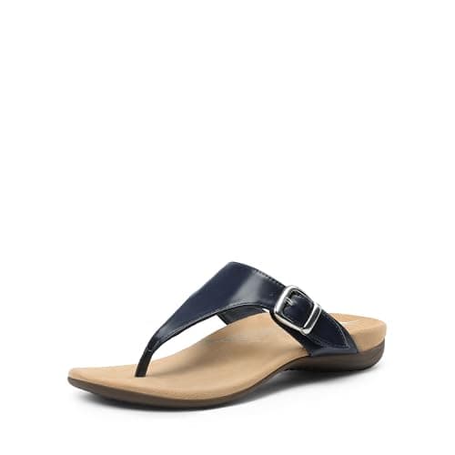 DREAM PAIRS Orthotic Thong Sandals for Women, Arch Support Flip Flops, Comfortable Lightweight Slip On Sandals for Walking, Casual Summer Everyday Wear,Size 7.5,Navy-Pu,SDFF2406W