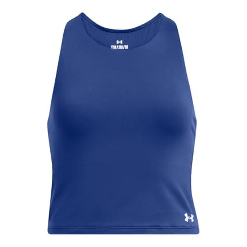 Under Armour Girls Motion Crop Tank Top, (432) Tech Blue / / White, Large