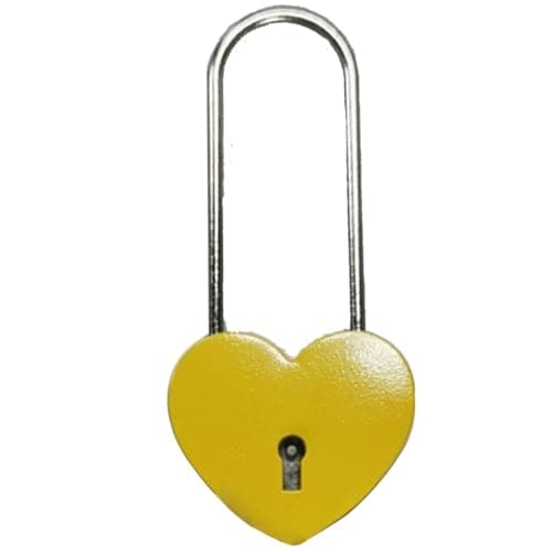 BoutCr Yellow Love Lock Yellow Heart Padlock with Key Wish Lock for Valentines, Anniversary, Valentines Day, Lovers Wedding, Lovelock Bridge,Travel,Wishing Trees 3.9" 99.1mm(2PCS)