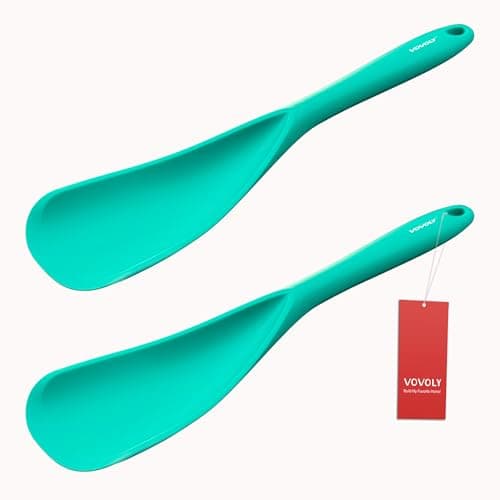 Vovoly Cooking Spoons, Nonstick Silicone Spatula Spoon, 2 pcs, Teal, 12.6"