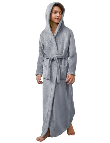 Girls Bathrobes Kids Long Hooded Robes Full Length Coral Fleece Sleepwear