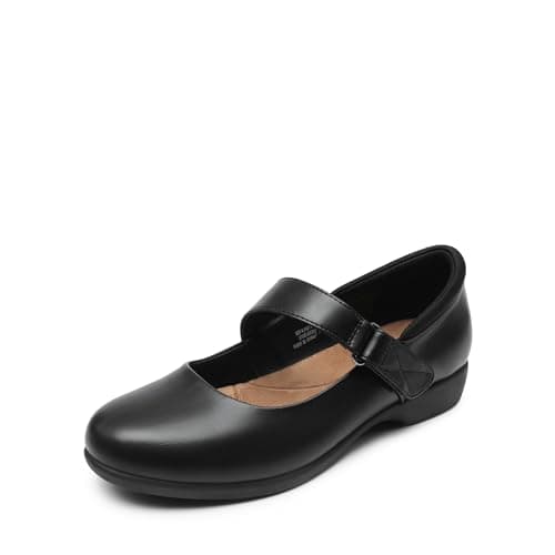 DREAM PAIRS Womens Ballet Mary Jane Flats, Comfortable Business Office Dress Shoes for Women Dressy and Work with Ankle Strap,Size 7,Black,SDFA2407W
