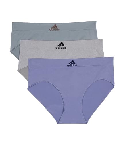 adidas Women's Seamless Brief Panties 3-pack, Silver Violet/Heather Grey/Silver Green, X-Large
