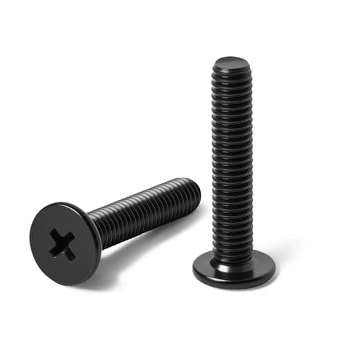 M3-0.5 x 8mm 50Pcs Flat Round Head Machine Screws, Black Oxide 304 Stainless Steel Phillips Cross Drive Screws Hardware Fastener