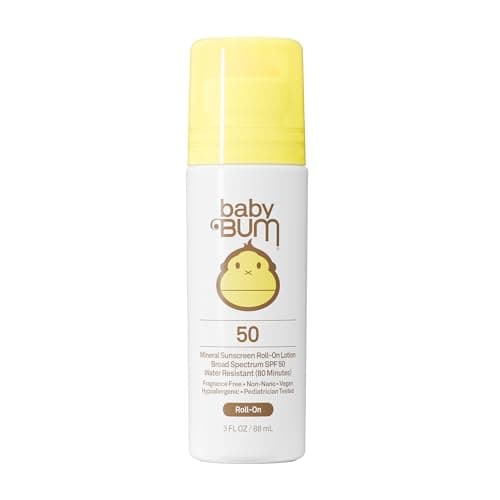 Sun Bum Baby Bum Mineral SPF 50 Roll-On Sunscreen - Vegan and Hawaii 104 Act Compliant (Without Octinoxate & Oxybenzone) - Broad Spectrum Moisturizing UVA/UVB - Travel Size - 3 oz